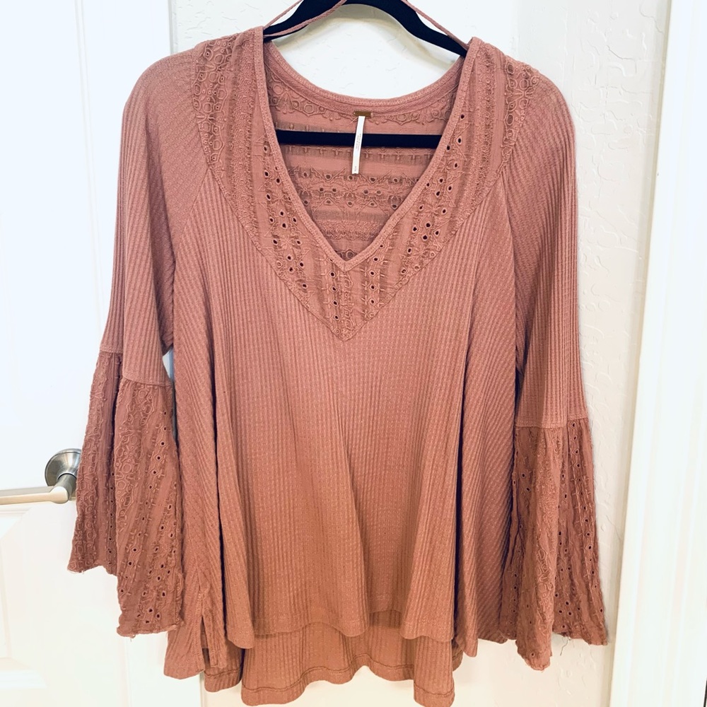 Free People Waffle Knit Flowy Top